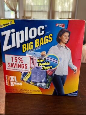NWT  Ziploc Big Bags XL Reusable Storage Bags, 10 gallon size 2‘ x 20“,